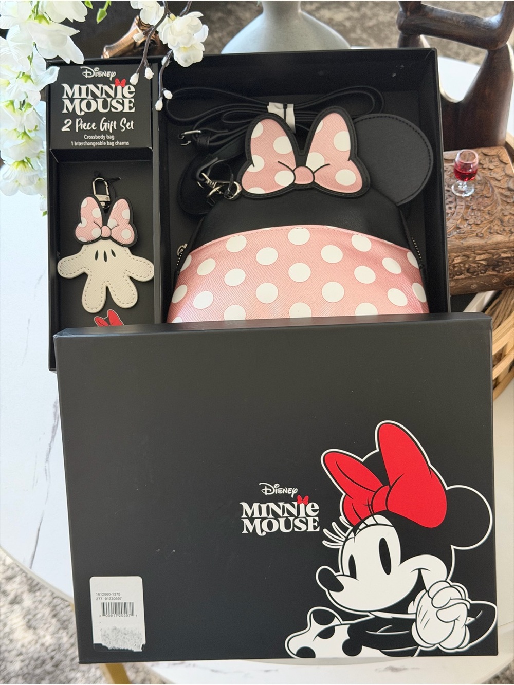 DISNEY Crossbody White Polka Dot Bow With bag Charm 2 pc Set - Picture 7 of 16